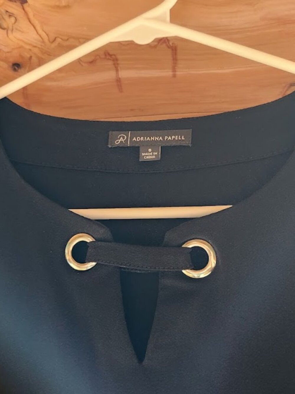 Adrianna Papell Black Top with Decorative Neckline - Like New! - Picture 3 of 4